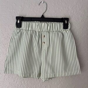 Striped Green/White Shorts, with Brown Buttons, size XS